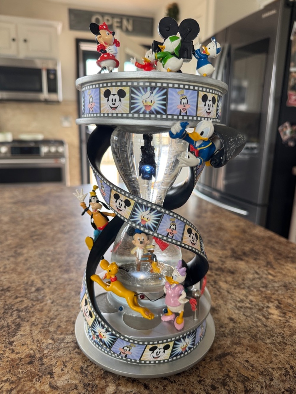 Disney Mickey Fab 5 Film Movie Hourglass Snow Globe - RARE * READ DESCRIPTION